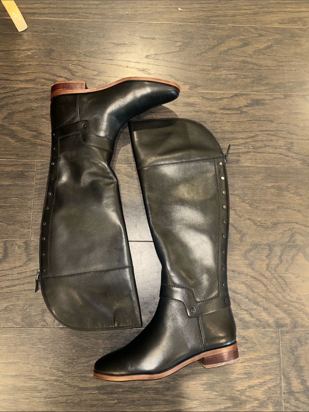Franco Sarto Black Leather Ankle Boots with Brown Sole